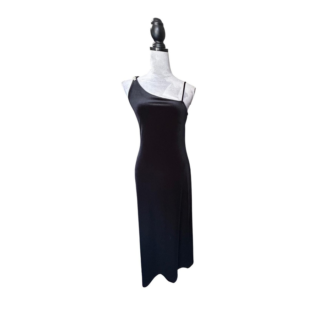 Vintage 90's BYER TOO! California Black Velvet One‎ Shoulder Maxi Dress Party